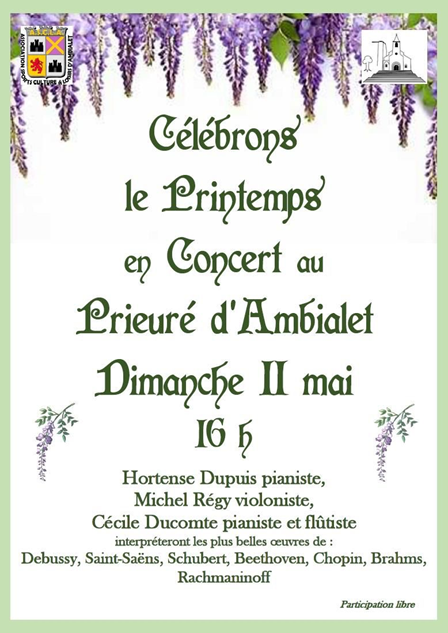 Affiche concert Printemps au prieuré d’Ambialet – ASCLA 2025