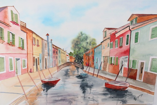 Exposition de Brigitte Crayssac dans l'ancienne église Saint-Gilles à Ambialet - lot du Tombol'Art offert par l'artiste