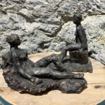 Exposition de Jacqueline Pomies et Jean-Pierre Chapuy dans l'ancienne église Saint-Gilles à Ambialet - œuvre "Détente" de Mr Chapuy